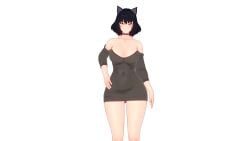 1girls black_hair black_hair_female blake_belladonna cat_tail dress faunus female female_only hand_on_hip onlyrubez rwby solo_female yellow_eyes