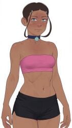 ai_assisted avatar avatar_(series) avatar_the_last_airbender black_shorts crop_top dark-skin dark-skinned_female dark_hair dark_skin dark_skinned dark_skinned_female female female_focus female_only katara ngmi nickelodeon pink_shirt shorts solo solo_female solo_focus strapless_bra strapless_top strapless_topwear teen teen_girl teenage_girl teenager thick_thighs young young_female