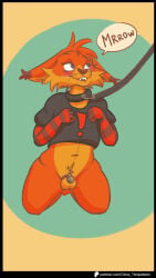 4k 9:16 absurd_res anthro armwear balls belly bite biting_lip bobcat bubsy_(series) bubsy_bobcat chastity_cage chastity_device citrus_temptations clothing collar elbow_gloves felid feline femboy genitals gloves handwear hi_res kneeling leash leashed_collar looking_at_viewer lynx male mammal navel seductive sleeves solo text url