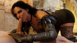 1boy 1girls 3d blender blowjob cabezadeperro00 cg female male partial_male stockings the_witcher_(series) the_witcher_3:_wild_hunt yennefer