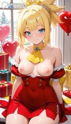 1girls 2026 ai_assisted ai_generated anime boobs box breasts bust christmas dr.stone gift gift_box gloves hi_res high_quality high_resolution highres kohaku kohaku_(dr.stone) merry_christmas nipples patreon patreon_username skypassion stable_diffusion tits uncensored_nipples valentine watermark yellow_ribbon
