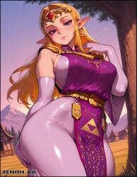 1girl ai_art ai_generated large_ass large_breasts outdoors posing the_legend_of_zelda zelda_(ocarina_of_time) zenithai