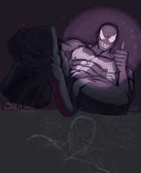 blowjob gwen_stacy intrusive_thoughts marvel marvel_comics on_knees oral oral_sex smiling smutbase_(artist) spider-gwen symbiote thumbs_up veiny_penis venom_(marvel)