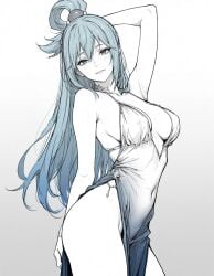1girls ai_generated aqua_(konosuba) blue_hair kono_subarashii_sekai_ni_shukufuku_wo! long_hair shiny_hair shiny_skin tagme