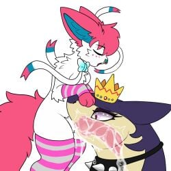 1:1 alpha_channel animal_genitalia animal_penis anthro anthro_on_feral anthro_penetrated balls bestiality big_penis blush bodily_fluids canine_genitalia canine_penis clothed clothing cum cum_in_mouth cum_inside duo eeveelution erection fellatio feral feral_penetrating feral_penetrating_anthro fur generation_6_pokemon generation_8_pokemon genital_fluids genitals hair hi_res hisuian_form hisuian_typhlosion huge_penis internal internal_oral knot knotted_penis knotting male male/male male_penetrated male_penetrating male_penetrating_male mammal nintendo nude open_mouth oral oral_knotting oral_penetration penetration penile penile_penetration penis pokemon pokemon_(species) pokemon_legends_arceus regional_form_(pokemon) sex simple_background size_difference smoothie_(sylveon) sodaduv sylveon tail thick_thighs tongue white_body white_fur wide_hips
