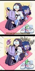 2girls absurdres best_feet black_toenail_polish coolfrog coolfrog_(punch_punch_forever!) cute_female_feet dark_hair demon_girl demon_horns demon_tail edit female_focus foot_fetish foot_focus foot_play girl_with_glasses glases highres indie_animation jimbobadob laughing matsumoto_gogo matsumoto_nono nono_matsumoto punch_punch_forever! purple_skin shoes_removed sisters smelly_feet sweaty_feet tickle_fetish tickle_torture tickling tickling_feet ticklish_feet ticklish_female training