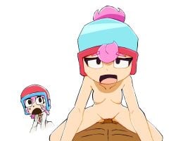 2girls brawl_stars breekn girl_on_top janet_(brawl_stars) nude pink_hair pov supercell vaginal_penetration