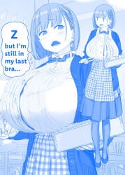 ai-chan_(tawawa) big_breasts blushing breast_expansion breast_growth breasts_bigger_than_head discord_(app) edited_image extended_version getsuyoubi_no_tawawa himura_kiseki large_breasts liska massive_breasts plaid_apron sequence work_uniform