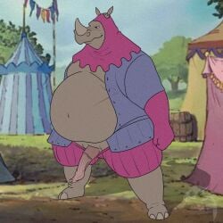 1:1 absurd_res animal_genitalia animal_penis anthro anxiety_cat1127 disney feederism genitals hi_res male mammal obese outside overweight overweight_anthro overweight_male penis rhino_guard rhino_penis rhinoceros robin_hood_(disney) solo standing unusual_anatomy unusual_genitalia unusual_penis