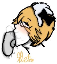 1boy 1boy1girl 1girl 1girls 2d 2d_(artwork) 2d_artwork all_the_way_to_the_base artist_name artist_signature artist_upload black_bow black_bowtie blonde blonde_female blonde_hair blushing bow bow_on_head bowtie bubble bulge cock cock_hungry deepthroat deepthroat_no_hands derpina eyes_rolling_back fellatio hand_on_head helping_hand image pale_skin saliva_bubble saliva_drip saliva_on_penis saliva_on_tongue saliva_string saliva_trail self_upload to_the_base watermark white_skin