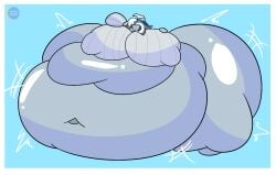 big_ass big_belly blue_whale_cookie cookie_run cookie_run_ovenbreak covered_breasts hyper_belly navel simple_background tagme watermark