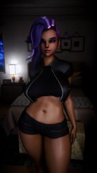 1girl 1girls 2026 3d 4k activision asymmetrical_hair background beauty_mark bed bedroom belly belly_button big_breasts blizzard_entertainment breasts busty chromatic_aberration clothed clothing crashbanditkut curvaceous curvy curvy_figure dark-skinned_female dark_skin depth_of_field detailed_background eyebrows eyelashes eyeshadow female hair half-closed_eyes hi_res high_resolution highres huge_thighs human indoors inside jacket large_thighs latina latina_female lips lipstick long_nails looking_at_viewer makeup mascara mature mature_female medium_hair mexican mexican_female mole mole_under_eye nail_polish nails navel night olivia_colomar overwatch overwatch_2 pinup purple_eyes purple_hair room self_upload shorts smile smiling smiling_at_viewer solo solo_female solo_focus sombra standing straight tan_body tan_skin tan_skinned_female thick thick_lips thick_thighs thighs topwear tummy virt-a-mate virtamate voluptuous voluptuous_female waist wide_hips wide_thighs young young_female