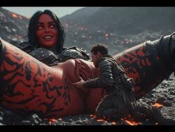ai_art ai_generated big_pussy breasts clitoris cunnilingus dominant_female dungeons_and_dragons fantasy giantess moaning oral_sex pussy_licking size_difference tagme video