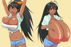 1girls breasts_out dark-skinned_female dark_skin hibiki_ganaha huge_breasts hyper hyper_breasts tagme