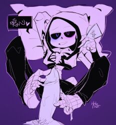 2d animated_skeleton dick feet feet_on_penis feet_up footjob foreskin gay heki_(artist) holding_money humanoid laying_down laying_on_back laying_on_pillow male/male male_on_male male_only penis sans sans_au sans_oc toes undertale undertale_(series) undertale_au undertale_fanfiction yaoi