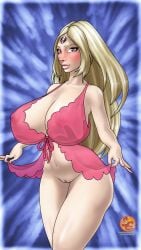 1girls 3_eyes alternate_version_available areolae beelstarmon blonde_hair breasts cleavage digimon digimon_(species) female female_only huge_breasts large_breasts lingerie long_hair looking_at_viewer multi_eye nipples nipples_visible_through_clothing no_panties pussy red_eyes see-through socarter solo thick_lips