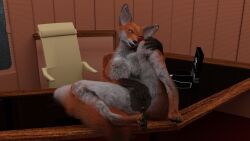 animal_humanoid anthro anthro_only big_breasts breasts canid canid_humanoid canine canine_humanoid enterprise female fox_humanoid hi_res humanoid looking_at_viewer mammal mammal_humanoid masturbation office sitting_on_desk smile solo star_trek unknown_character xcentric