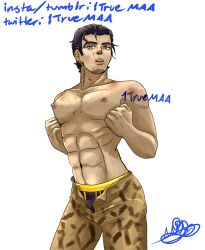 1boy 1truemaa alternate_version_available artist_signature boxers dilf image_set instagram_username jojo's_bizarre_adventure jotaro_kujo male male_nipples male_only muscular_male pants pecs ring scar_across_eye shirtless solo_male stone_ocean tumblr_username twitter_username unzipped_pants