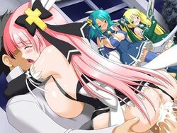 † anus aqua_hair ass ass_grab backboob bb blonde_hair blue_eyes blue_legwear blue_thighhighs blush bow breast_press breasts closed_eyes cross cum cum_inside dress elbow_gloves female game_cg gloves hairbow hisui_ohara huge_breasts jewel_knights jpeg_artifacts kasuga_ruri kissing large_breasts long_hair male meno_yuki onomeshin oohara_hisui penis pink_hair ruri_kasuga sex short_hair straight sweatdrop tan tanline tear thighhighs tied_hair tongue twintails uncensored vaginal_penetration yuuki_menou zettai_ryouiki