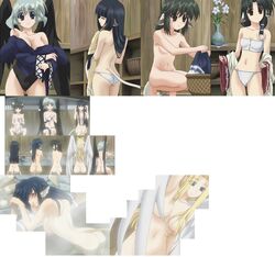 angel angel_wings animal_ear animal_ears animal_tail aruru_(utawarerumono) ass back black_hair black_wings blonde_hair blue_eyes blue_hair blush breasts brown_eyes cap censored cleavage convenient_censoring dog_ear drunk eruru_(utawarerumono) flat_chest hair_ornament hair_over_breasts highres kamyu_(utawarerumono) karura_(utawarerumono) large_breasts monster_girl nude omake onsen panties purple_eyes screencap screenshot sideboob silver_hair stitched tail ulthury_(utawarerumono) underwear undressing utawarerumono water white_panties wings yuzuha_(utawarerumono)