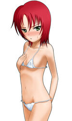 artist_request bikini blush flat_chest green_eyes juliet_nao_zhang mai_hime mai_otome my-hime my-otome red_hair swimsuit yuuki_nao