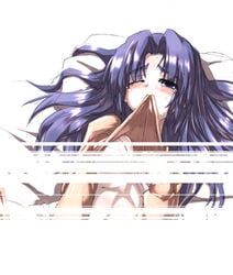 1girls asakura_ryouko censored female female_only lowres masturbation mouth_hold nipple_censor solo suzumiya_haruhi_no_yuuutsu tagme tokyo_(great_akuta) wince