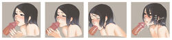 1boy 1girls black_hair breasts cum facial fellatio highres kaieda_hiroshi long_image multiple_panels oral penis shiny short_hair uncensored wide_image