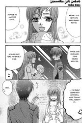 comic funny gundam gundam_seed humor joke kira_yamato lacus_clyne monochrome translated translation_request