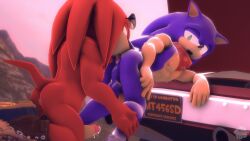 16:9 3d_(artwork) absurd_res anal anthro balls breasts clothed clothing digital_media_(artwork) duo erection genitals hi_res knuckles_the_echidna loafsfm male male/male muscular muscular_male nipples nude oral penis rimming sega sex simple_background smile sonic_(series) sonic_0(series) sonic_the_hedgehog source_filmmaker tongue widescreen