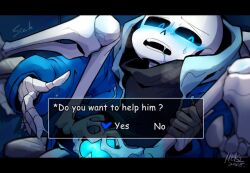 1boy 2018 animated_skeleton blue_blush blue_eyes blush blushing bottomless dialog dialogue dialogue_box drool drooling gay grabbing_own_leg heki_(artist) legs_apart legs_held_open legs_spread legs_up male male_only sans skeleton solo solo_male spread_legs text text_box undertale undertale_(series) undertale_sans