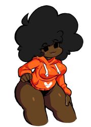 afro animation_sensation big_ass big_breasts black_hair brown_body brown_skin carol_(bbpanzu) dark-skinned_female female female_only friday_night_funkin hoodie mob_face orange_hoodie tagme thick_thighs white_background