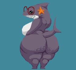 anthro anthrofied big_ass big_breasts breasts bubble_butt female fish glasses pixel_art shark shortstack solo spinneborg spinreload tagme