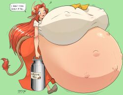 1girls big_belly cow_girl cowgirl exposed_belly fetal_movement gigantic_breasts horns huge_breasts hyper hyper_belly hyper_breasts hyper_pregnancy malon marrazan milk milk_tank ocarina_of_time orange_hair pregnant smile tagme the_legend_of_zelda