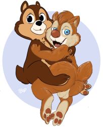 anthro artist_name ass balls character_name chip chip_'n_dale_rescue_rangers chip_'n_dale_rescue_rangers_(2022_film) chipmunk copyright_name dale disney duo embrace gay genitals ground_squirrel hi_res looking_at_viewer male mammal rodent sciurid tbid yaoi