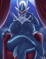 1futa animal_genitalia anthro areolae big_breasts big_penis blue_skin breasts crossed_legs cum cum_drip cum_on_face dialga flaccid futa_only futanari huge_cock mleonheart nipples nude penis pokémon_(species) pokemon pokemon_(species) sitting solo tagme