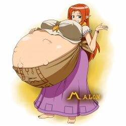 1girls exposed_belly fetal_movement huge_breasts hyper_belly hyper_pregnancy malon marrazan ocarina_of_time orange_hair pregnant smile tagme the_legend_of_zelda