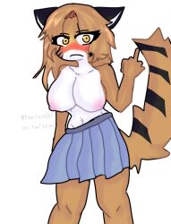 angry anthro big_ass big_breasts big_butt black_ears blush bodily_fluids breasts fenixxoki furry genitals middle_finger nipples no_bra no_shirt official_design orange_fur piggy:_book_2 piggy_(game) roblox roblox_game rule_63 short_hair skirt source_request stripes sweat tagme thick_ass thick_thighs tiger tiger_ears tiger_stripes tiger_tail tigry_(piggy) yellow_eyes