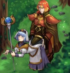 1boy 1girls alternate_ass_size ass ass_grab assjob bent_over big_ass blue_eyes blue_hair breasts buttjob erection female fire_emblem fire_emblem_echoes:_shadows_of_valentia forest groping heart-shaped_pupils imminent_sex large_ass luthier_(fire_emblem) male nintendo nun open_mouth outdoors penis_between_ass penis_between_cheeks precum shocked short_hair silque_(fire_emblem) small_breasts staff yamapollogee