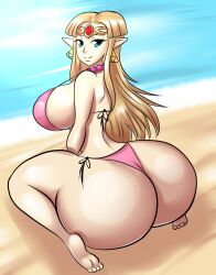 1girls a_link_between_worlds alternate_ass_size alternate_breast_size ass bikini breasts bubble_ass bubble_butt female female_only gigantic_ass huge_ass huge_breasts light-skinned_female light_skin nintendo pink_bikini platinum_blonde_hair princess_zelda schnauzercito solo source_request tagme the_legend_of_zelda zelda_(a_link_between_worlds)