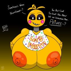 animatronic big_breasts chicken five_nights_at_freddy's five_nights_at_freddy's_2 galainza nipples orange_nipples robot sharp_teeth solo toy_chica_(fnaf) toy_chica_(love_taste)