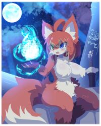 big_breasts breasts canine female fluffy_tail fox_girl furry naked no_nipples nude nyaswitchnya solo tail