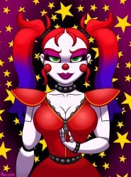 alecsion animatronic baby_(fnafsl) circus_baby circus_baby_(fnaf) cleavage clown dyed_hair five_nights_at_freddy's five_nights_at_freddy's:_security_breach five_nights_at_freddy's:_sister_location fully_clothed green_eyes robot