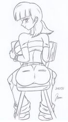 1girls artist_name ass big_breasts blonde_hair breasts bubble_butt busty cameltoe chair come_hither dat_ass erect_nipples_under_clothes female female_only highres inspector_gadget large_breasts legs lipstick looking_back low_twintails makeup midriff moaja penny_gadget seductive seductive_smile sensual shirt sideboob sitting smile smooth_skin thighs twintails