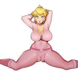 1girls 2022 alternate_breast_size armpit armpits arms_up belt big_breasts blonde_hair blue_eyes bodysuit breasts cleavage clothed clothed_female clothing crown doublehero female female_only footwear fully_clothed handwear hi_res hips huge_breasts human jumpsuit kneeling long_hair looking_at_viewer mario_(series) mario_kart nintendo pale_skin princess princess_peach racing_suit royalty sexy_armpits slim_waist thick_lips thick_thighs thighs wide_hips