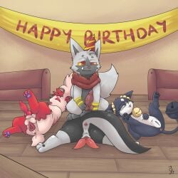 1:1 1girls 2022 3boys absurd_res alternate_color animal_genitalia animal_penis animal_pussy anthro anthro_on_feral anus ass azzy_(azzyyeen) azzyyeen balls bell bell_collar beta_pokémon_(species) beta_pokémon_games biped birthday birthday_hat black_body black_eyes canine_penis canine_pussy closed_eyes collar cuntboy diphallia diphallism erection eyewear fan_character female feral feral_on_feral front_view full-package_cuntboy fur furniture genitals glasses grey_body grey_fur group hand_on_own_penis hemipenes herm herm/male hermaphrodite hi_res hindpaw inside intersex intersex/male knot kobold legendary_pokemon legs_up lying magnolia_(shaymin) male male/female male/male maleherm markings multi_genitalia multi_penis multicolored_body multicolored_fur nintendo on_back on_front one_eye_half-closed pawpads paws penis pokémon_(species) pokémon_gold_beta pokemon pokemon_(species) pokemon_gold_beta poochyena pussy quadruped rear_view red_body red_eyes red_fur rinrin rynring shaymin sky_forme_shaymin sofa topi_(topicoatl) two_tone_body two_tone_fur video_games yellow_sclera zoophilia