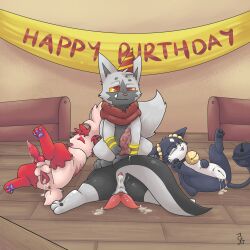 1:1 1girls 2022 3boys absurd_res after_sex alternate_color animal_genitalia animal_penis animal_pussy anthro anthro_on_feral anus ass azzy_(azzyyeen) azzyyeen balls bell bell_collar beta_pokémon_(species) beta_pokémon_games biped birthday birthday_hat black_body black_eyes bodily_fluids canine_penis canine_pussy closed_eyes collar cum cum_from_ass cum_from_pussy cum_in_ass cum_in_pussy cum_inside cum_on_penis cum_on_pussy cuntboy diphallia diphallism erection eyewear fan_character female feral feral_on_feral front_view full-package_cuntboy fur furniture genital_fluids genitals glasses grey_body grey_fur group hand_on_own_penis hemipenes herm herm/male hermaphrodite hi_res hindpaw inside intersex intersex/male knot kobold leaking_cum legendary_pokemon legs_up lying magnolia_(shaymin) male male/female male/male maleherm markings multi_genitalia multi_penis multicolored_body multicolored_fur nintendo on_back on_front one_eye_half-closed pawpads paws penis pokémon_(species) pokémon_gold_beta pokemon pokemon_(species) pokemon_gold_beta poochyena pussy quadruped rear_view red_body red_eyes red_fur rinrin rynring shaymin sky_forme_shaymin sofa topi_(topicoatl) two_tone_body two_tone_fur video_games yellow_sclera zoophilia