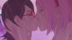 2d 2girls animated artist_request boruto:_naruto_next_generations female female_only french_kiss french_kissing incest kissing loop mother_and_daughter naruto naruto_(series) sakura_haruno sarada_uchiha shower sound sound_effects source_request sucking_tongue tongue_sucking video xsarda yuri