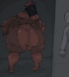 1boy 1girls anthro big_breasts crazy_girl creepy female female_focus gigantic_ass huge_ass huge_breasts hyper_ass masked_female overweight overweight_female repomorame scary serial_killer thick_thighs wide_hips