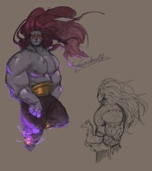 abs bara deity demigod elden_ring fromsoftware ganondoodles leonard_(elden_ring) male male_only muscular_male solo solo_male starscourge_radahn topless