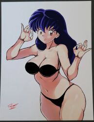 1girls artist_name artist_request bandeau_bikini big_breasts bikini black_bikini blue_hair breasts brown_eyes busty cleavage female female_only hi_res inuyasha kagome_higurashi large_breasts legs long_hair navel sensual solo swimsuit thick_thighs thighs traditional_media